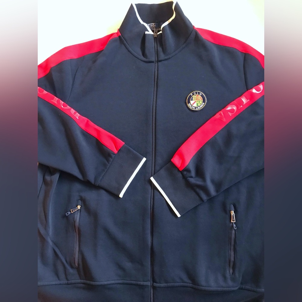 CUSTOMIZED-Polo Ralph Lauren Cookie Crest Navy Performance Track Jacket-Polo USA